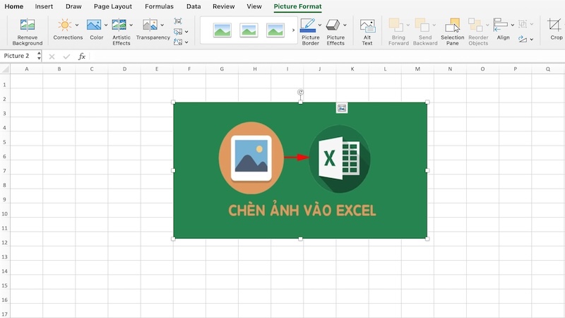 chèn ảnh vào excel đơn giản