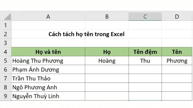 3 cách tách tên trong Excel đơn giản, nhanh nhất