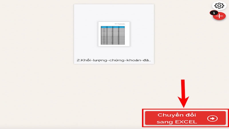 nhấn vào biểu tượng chuyển đổi sang Excel IlovePDF