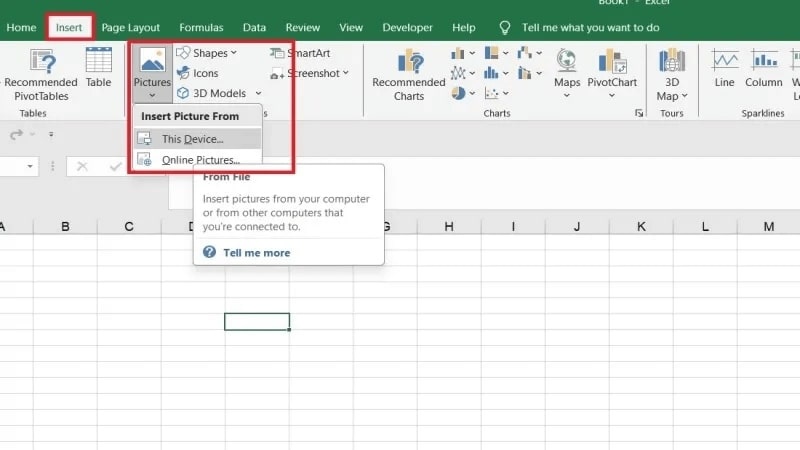 tải ảnh từ máy tính để chèn vào excel