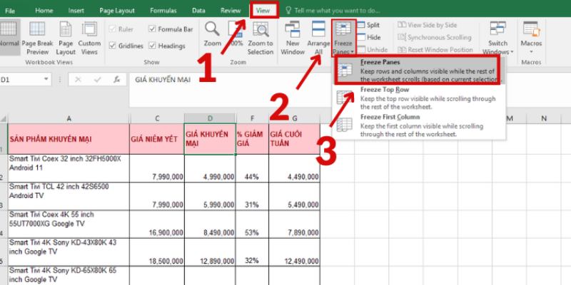 Cách đóng băng hàng trong excel – Cách thực hiện ngắn gọn