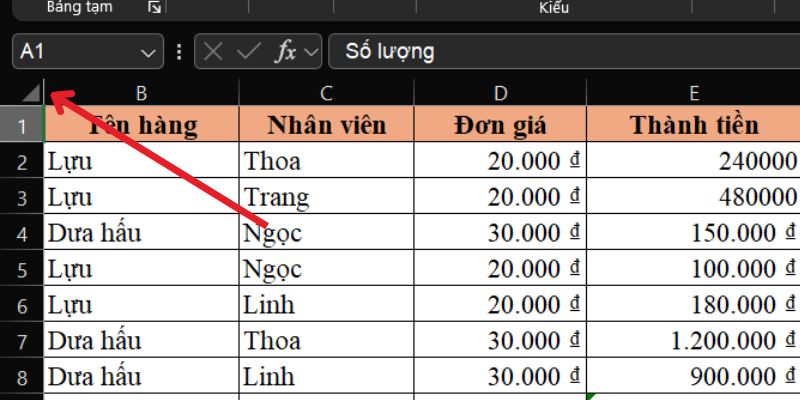 cách khắc phục cột a bị ẩn trong excel