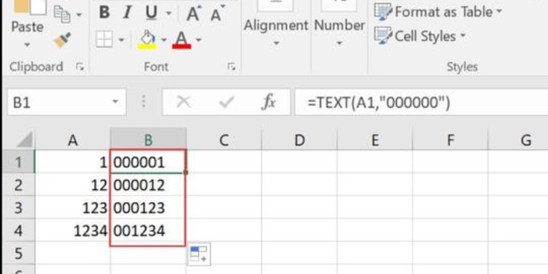 cách thêm số 0 hàng loạt trong excel