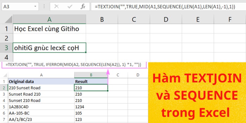 công thức hàm đảo ngược chuỗi trong excel 