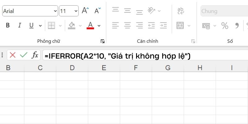 hàm IFERROR trong excel khi xử lý lỗi nhập giá trị không hợp lệ