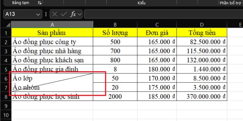 hướng dẫn tách một ô thành hai ô excel