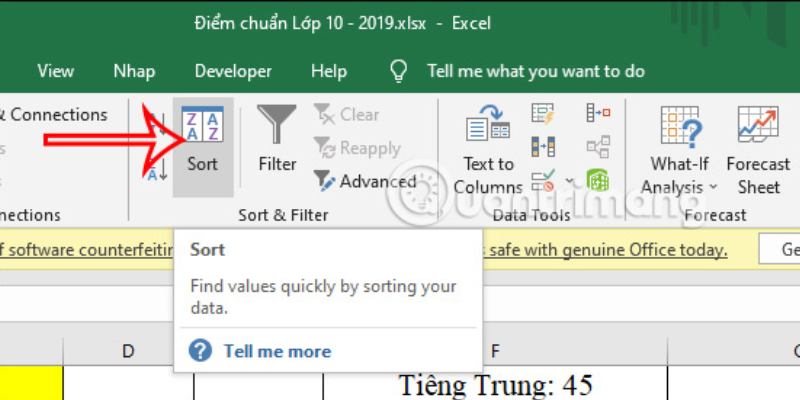 lọc trong excel 