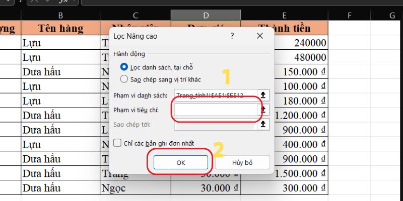 mở cột a bị ẩn excel