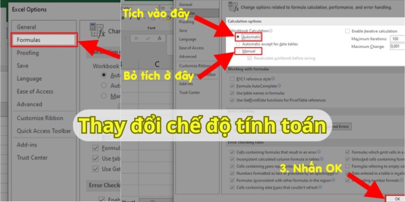 nguyên nhân không chạy công thức excel