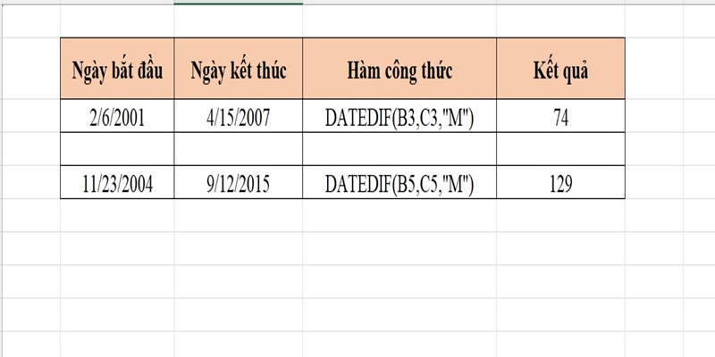 nhập hàm DATEDIF tính ngày trong excel