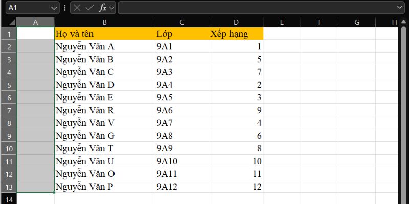 phím tắt chèn dòng excel