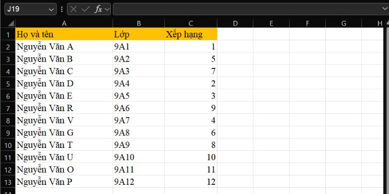 phím tắt insert trong excel