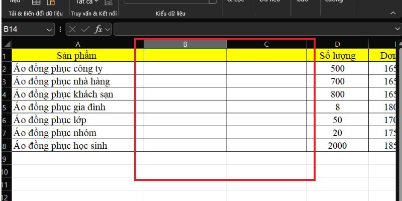 tách 2 ô trong excel